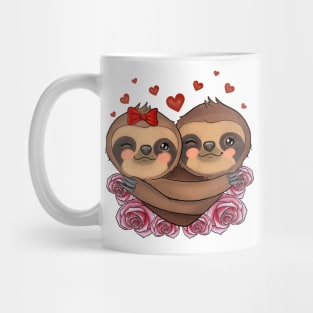 Sloth Couple Heart Love Valentine Day Mug